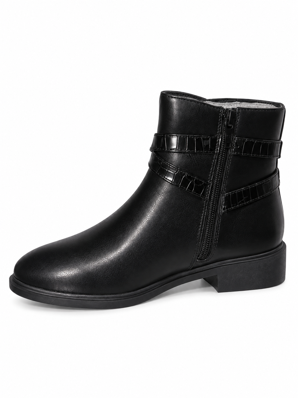Bottines plates à doubles boucles Noir, vue produit