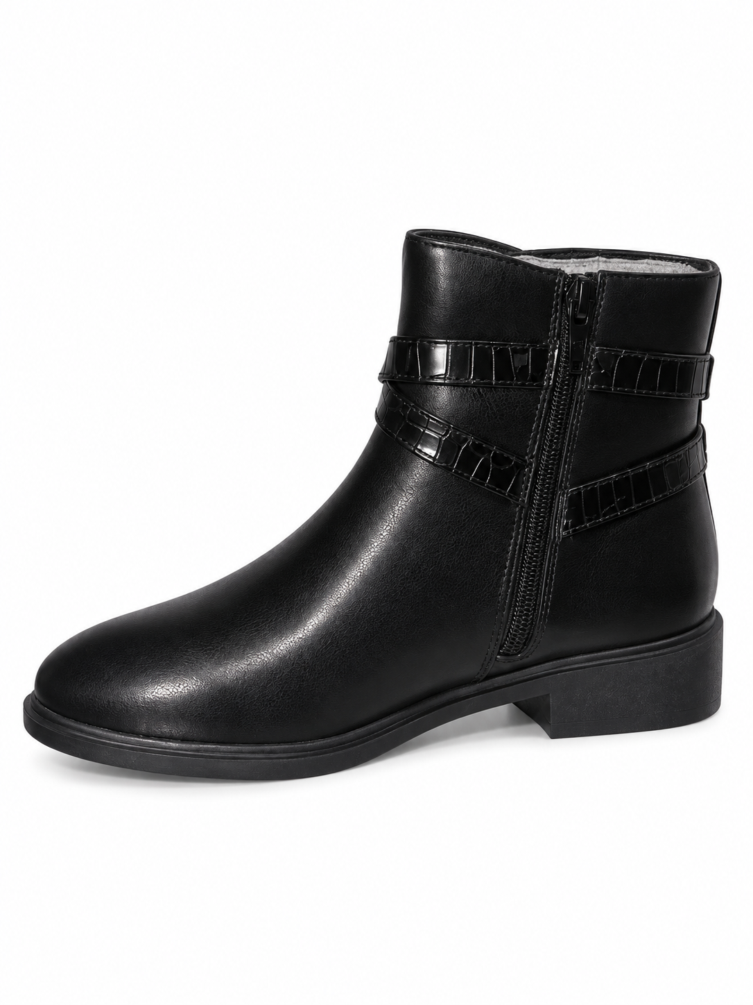 Bottines plates à doubles boucles Noir, vue produit