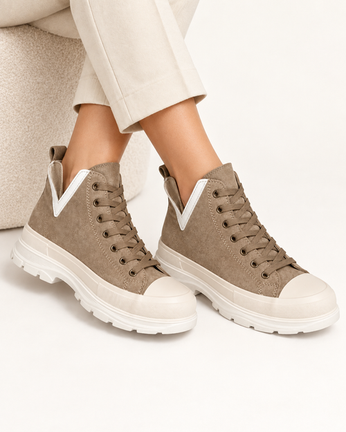 Baskets montantes Kaki, vue portee