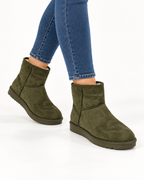 Bottines fourrées Vert armée, vue portee
