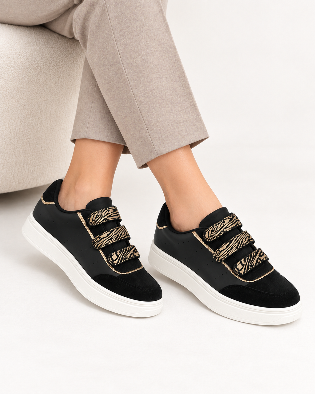 Baskets Noir, vue portee
