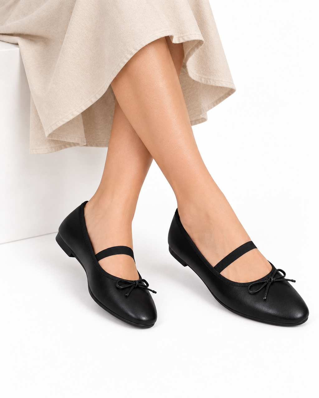Ballerines Noir, vue portee