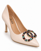 Escarpins à bijou multicolore Beige, vue produit