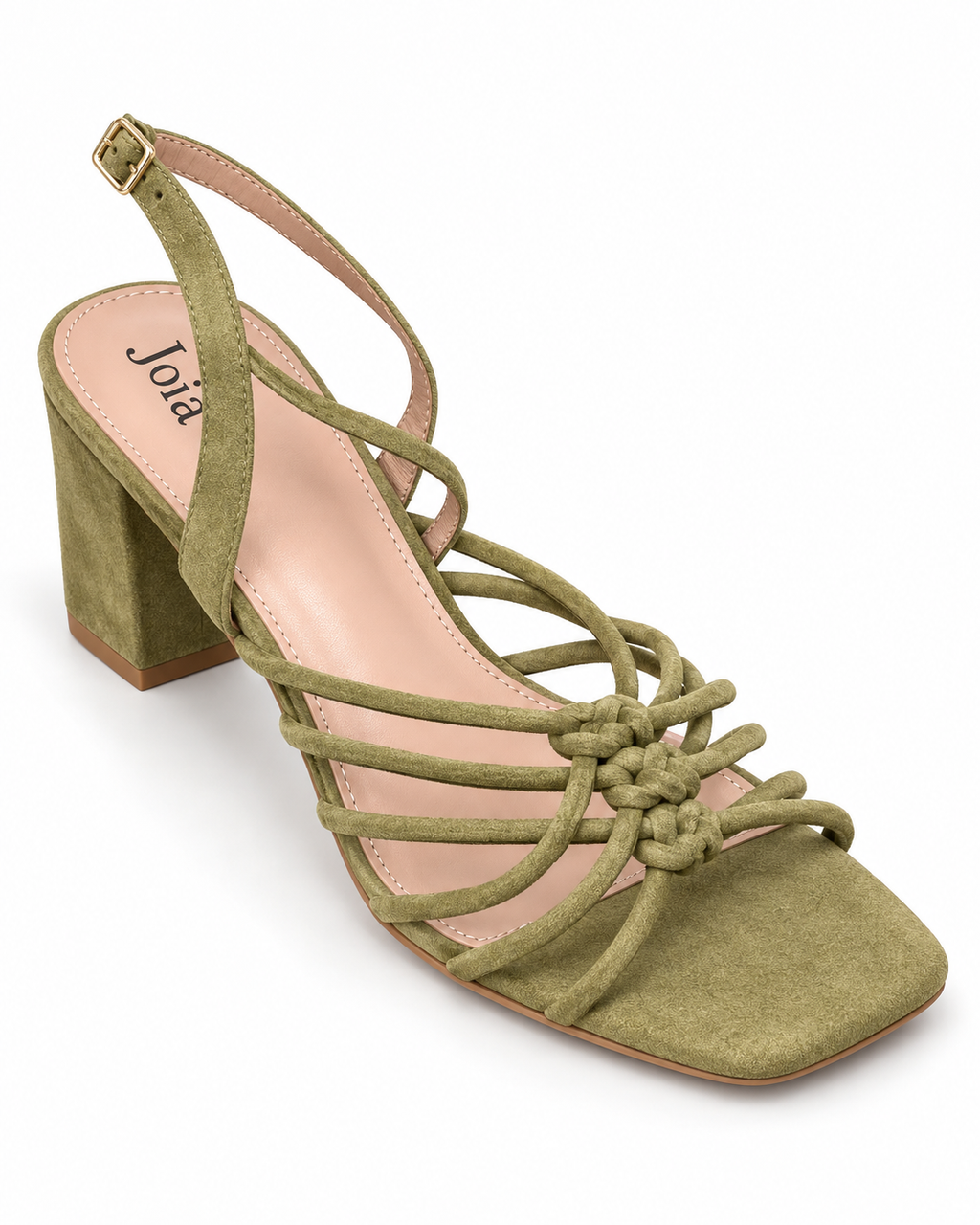 Sandales tressées à talon bloc Vert, vue produit